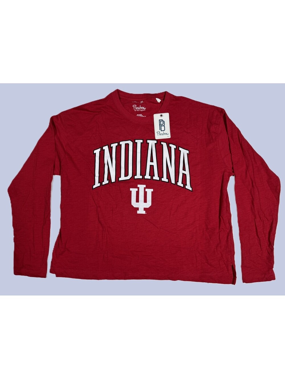 Pressbox Indiana Hoosiers Long Sleeve T-Shirt Red Womens XL Oversized NWT